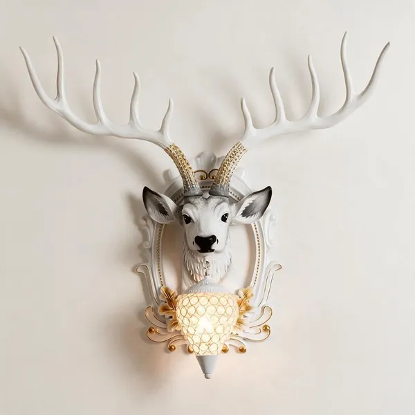 White_Resin_Deer_Head_Wall_Sconce_For_Home_Decor