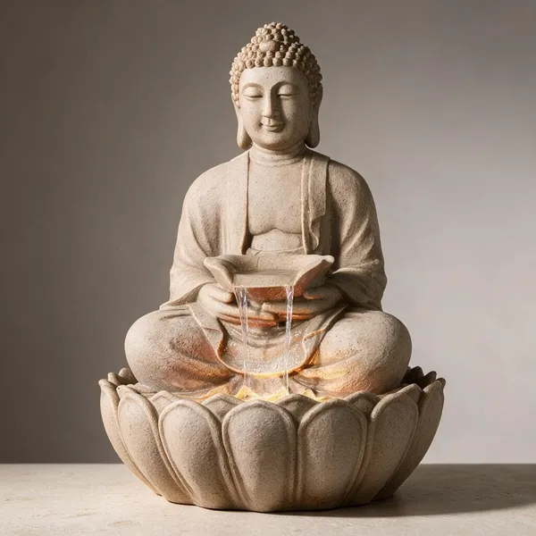 Beige_Fiber_Buddha_Led_Waterfall_Fountain_For_Home_Decor