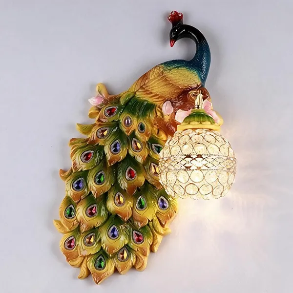 Multicolor_Resin_Peacock_Led_Wall_Lamp_For_Home_Decor