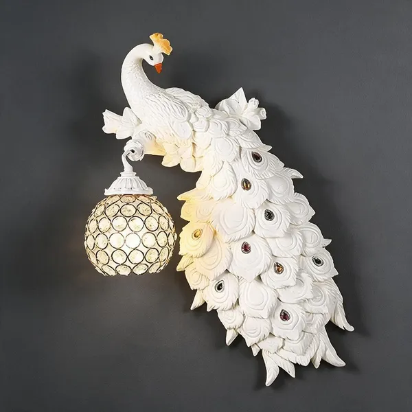 White_Resin_Peacock_Wall_Lamp_For_Home_Decor