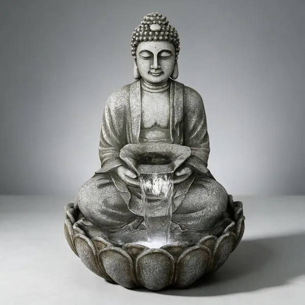 Grey_Fiber_Lotus_Buddha_Led_Water_Fountain_For_Home_Decor