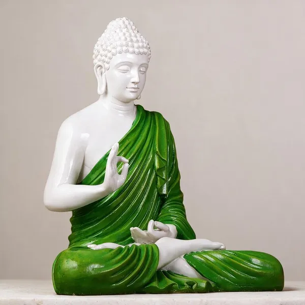 Green_And_White_Resin_Fibreglass_Buddha_Statue_For_Home_Decor