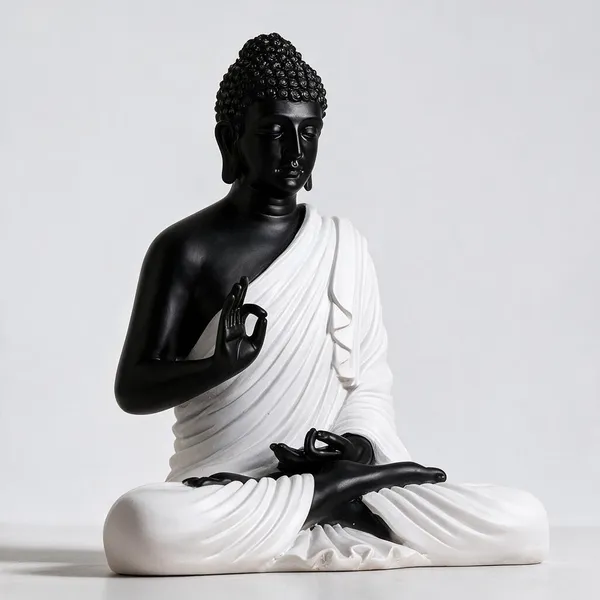 White_And_Black_Resin_Resin_Fiber_Buddha_Statue_For_Home_Decor