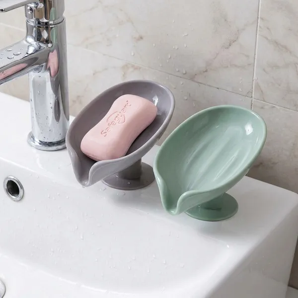 Plastic_Leaf_Shape_Self-Draining_Soap_Dish_With_Suction_Cup_Pack_Of_2