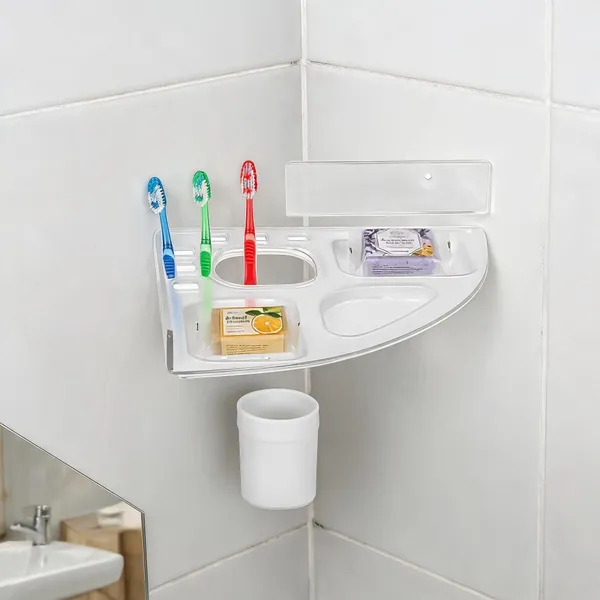 Plastic_Modern_Corner_Wall_Mount_5-In-1_Toothbrush_Holder_Transparent