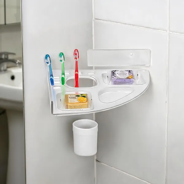 Plastic_Modern_Corner_Wall_Mount_5-In-1_Toothbrush_Holder_Transparent