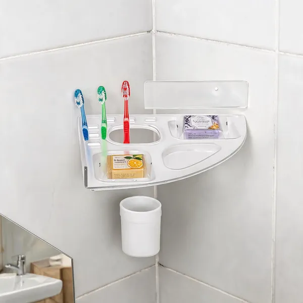 Plastic_Modern_Corner_Wall_Mount_5-In-1_Toothbrush_Holder_Transparent