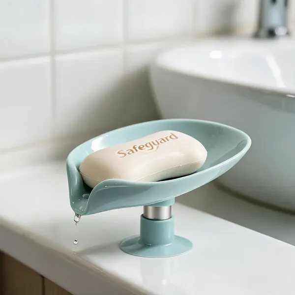 Plastic_Blue_Leaf_Shape_Self-Draining_Soap_Dish_With_Suction_Cup