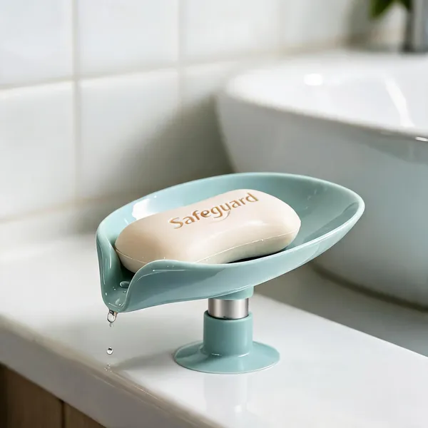 Plastic_Blue_Leaf_Shape_Self-Draining_Soap_Dish_With_Suction_Cup