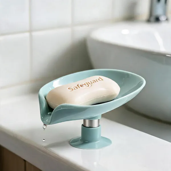 Plastic_Blue_Leaf_Shape_Self-Draining_Soap_Dish_With_Suction_Cup