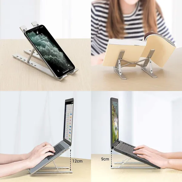 TEG_laptop_stand_with_adjustable_folding_Laptop_Stand,_Portable_Laptop_Mount,_Adjustable_Holder_Riser,_Ventilated_Ergonomic_Aluminum_Notebook_Stand,_Compatible_with_MacBook_Pro,_Dell,_Lenovo,_HP_Aluminium_Rotatable_Laptop_Stand_with_Adjustable_Height_Compatible_with_Universal_Laptops_(Silver)