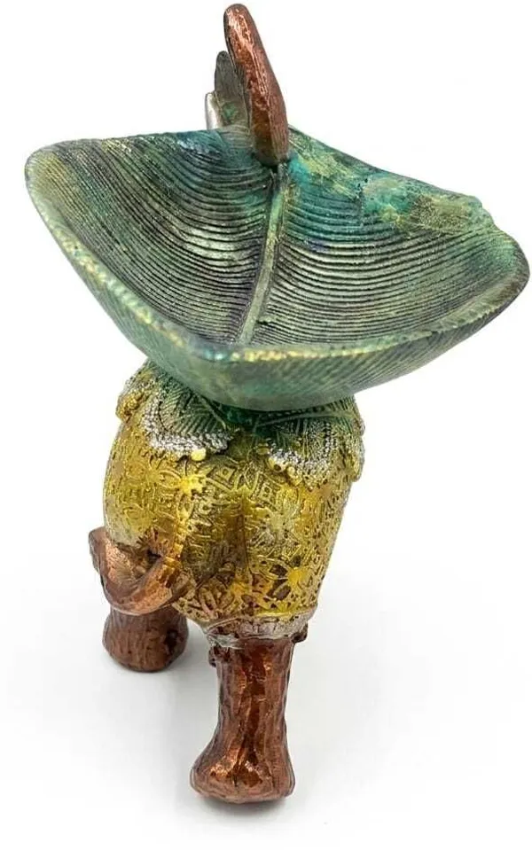 Shiv_Shakti_Lucky_Elephant_Idol_|_With_Green_Leaf_Urli_|_Copper_Gold_|_Medium_|_Pack_of_1_Decorative_Showpiece_-_5_cm_(Resin,_Multicolor)