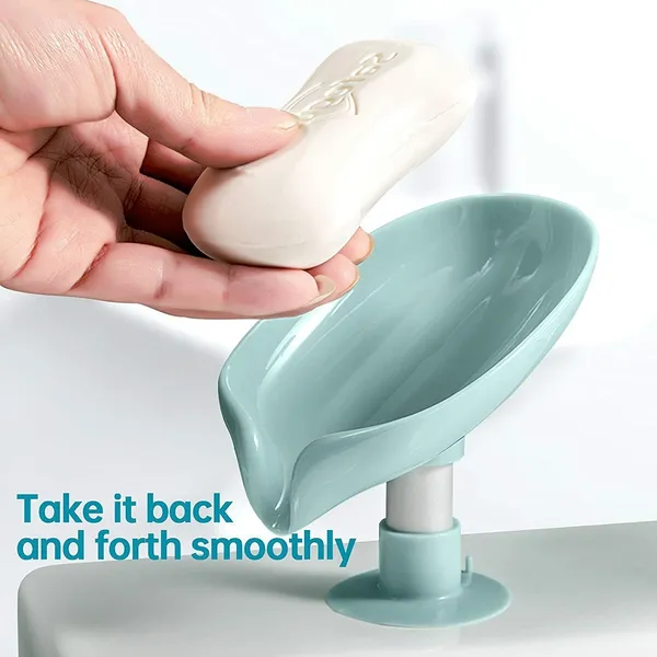Qrex_Pack_Of_1_Soap_Holder_Leaf_Shape_self_draining_soap_Holder_Soap_Saver,Leafology_Decorative_Drainage_Plastic_Soap_Dish_with_Suction_Cup_Creative_soap_Box_Perforation-Free_for_Shower,_Bathroom,_Kitchen,_Bath_Tub_(Multi_colour)_(Multicolor)