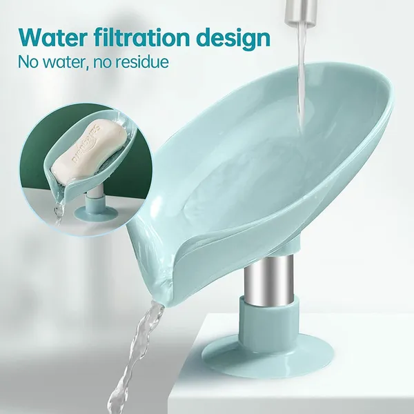Qrex_Pack_Of_1_Soap_Holder_Leaf_Shape_self_draining_soap_Holder_Soap_Saver,Leafology_Decorative_Drainage_Plastic_Soap_Dish_with_Suction_Cup_Creative_soap_Box_Perforation-Free_for_Shower,_Bathroom,_Kitchen,_Bath_Tub_(Multi_colour)_(Multicolor)