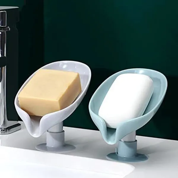 BOVZOX_Soap_Holder_Leaf-Shape_Self_Draining_Soap_Dish_Holder,_Not_Punched_Easy_Clean_Bar_Soap_Holder,_with_Suction_Cup_Soap_Dish_Suitable_for_Shower,_Bathroom,_Kitchen_Sink_(Multicolor)
