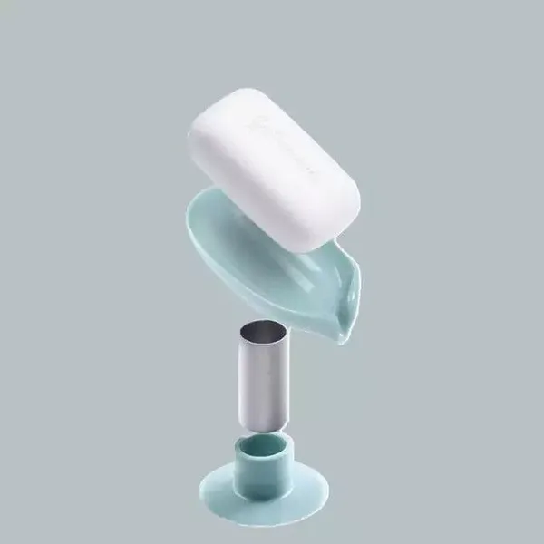 NIMUX_Soap_holder_with_suction_cup_leaf_shape_self_draining_for_bathroom_kitchen_case_(Silver)
