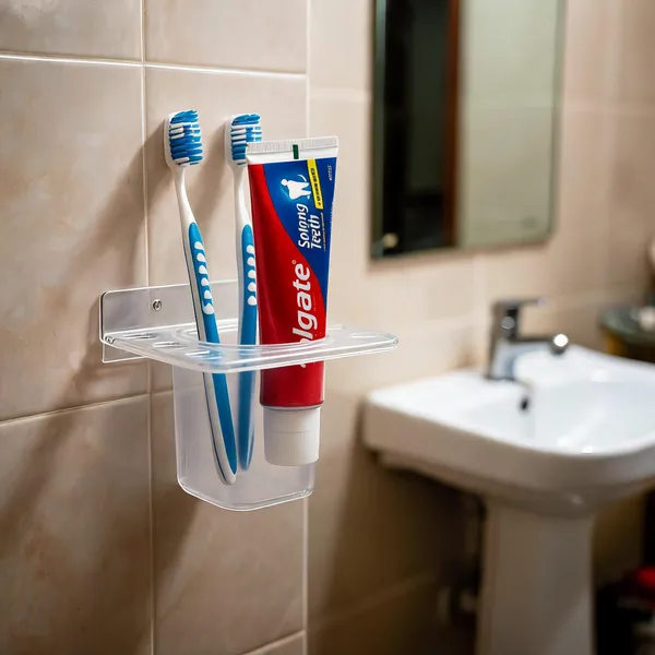 Plastic_Modern_Wall_Mount_2-In-1_Toothbrush_Holder_Transparent_Pack_Of_10
