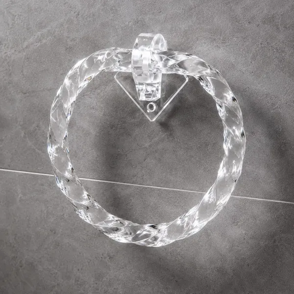 Giggles_Galaxy_Acrylic_Transparent_Spiral_Towel_Ring_|_6MM_Thick_Wall_Mounted_Clear,_Pack_of_1_Towel_Holder_(Acrylic)