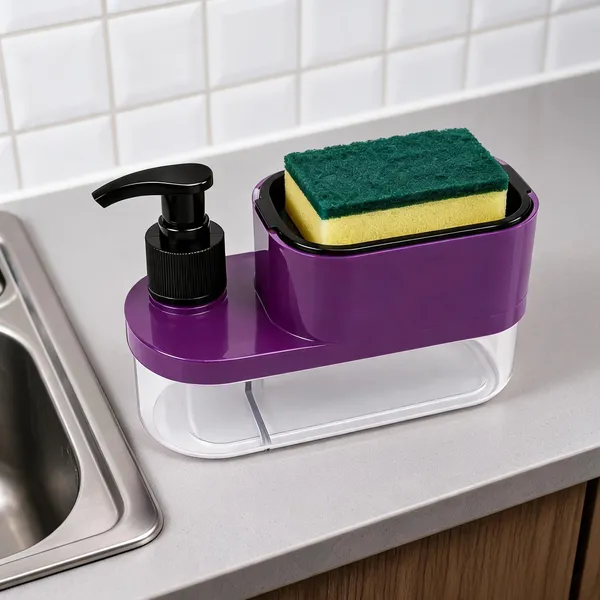Plastic_3-In-1_Soap_Dispenser_With_Sponge_Holder_And_Storage