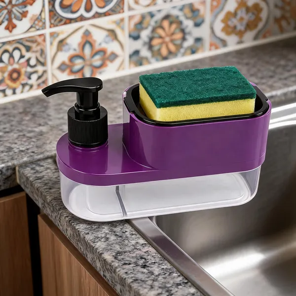 Plastic_3-In-1_Soap_Dispenser_With_Sponge_Holder_And_Storage