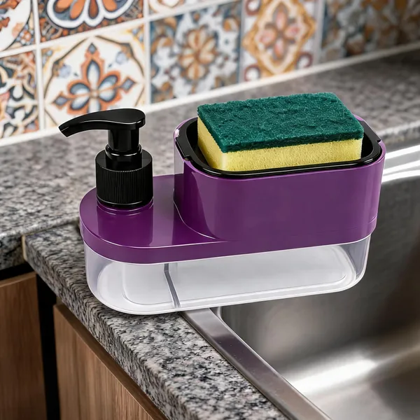 Plastic_3-In-1_Soap_Dispenser_With_Sponge_Holder_And_Storage