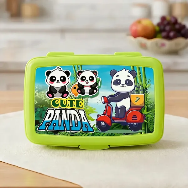 Plastic_Panda-Themed_Multi-Compartment_Kids_Lunch_Box_Green