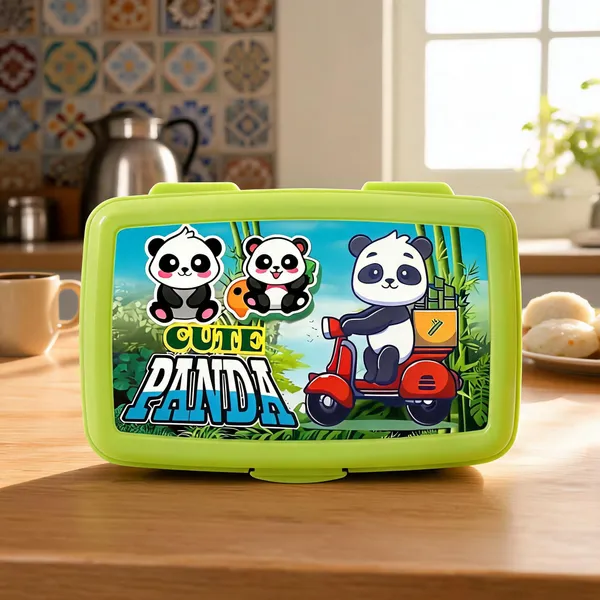 Plastic_Panda-Themed_Multi-Compartment_Kids_Lunch_Box_Green