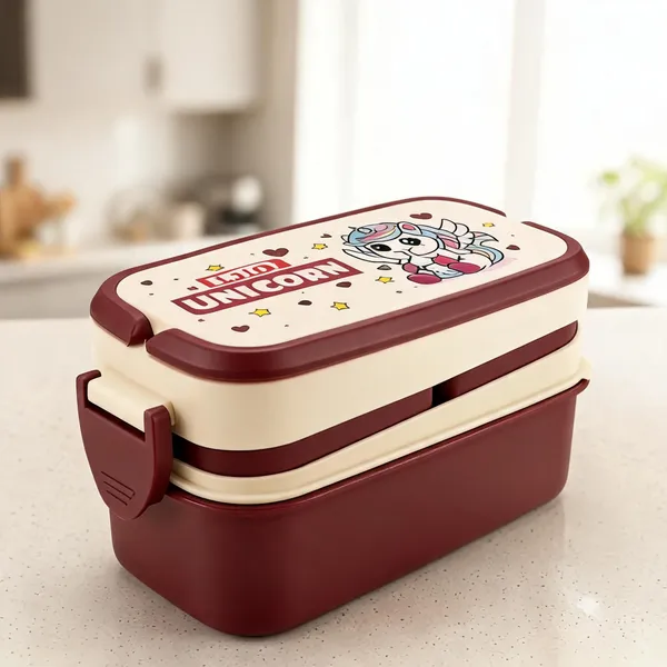 Plastic_Office_Brown_Beige_2-Container_Lunch_Box_500Ml