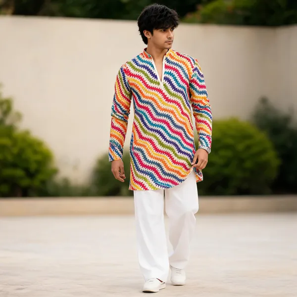 Multicolour_Cotton_Straight_Printed_Kurta_For_Men
