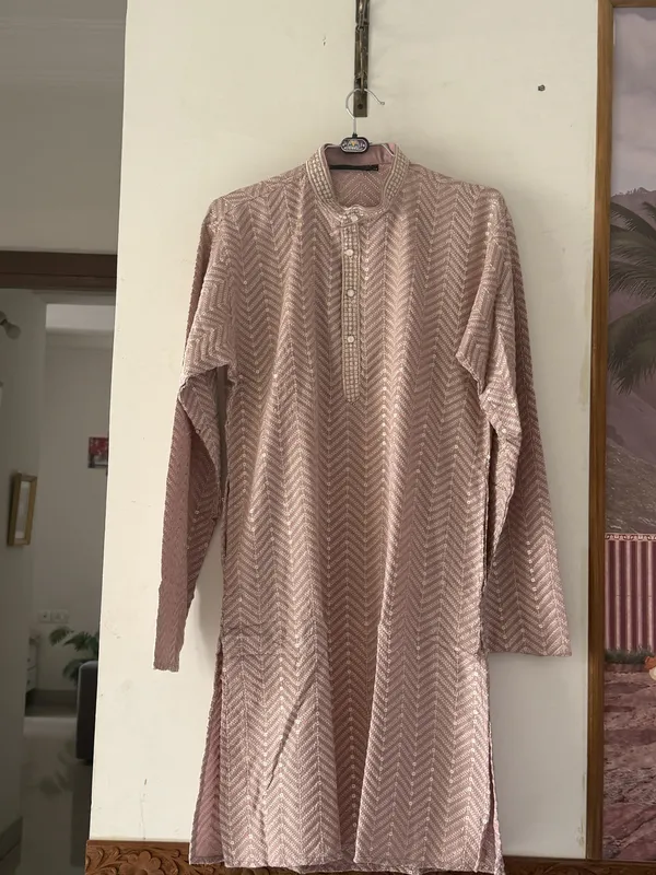 Dusty_Pink_Cotton_Straight_Kurta_For_Men