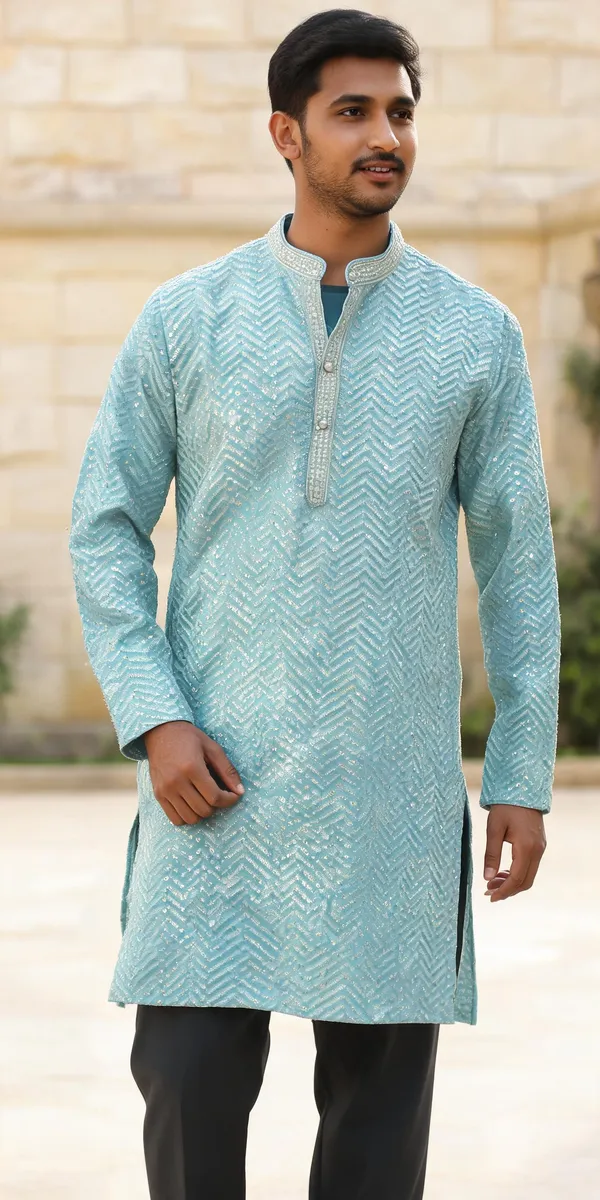 Aqua_Cotton_Straight_Kurta_For_Men