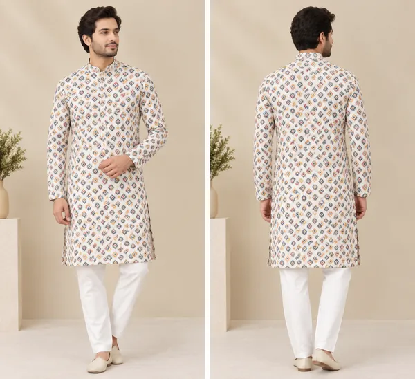 Off_White_Cotton_Straight_Printed_Kurta_Set_For_Men