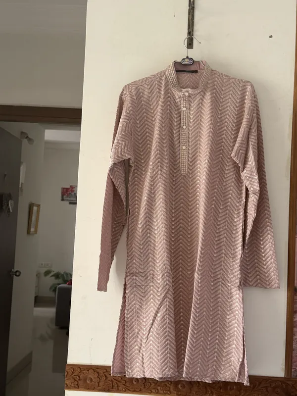 Dusty_Pink_Cotton_Straight_Kurta_For_Men