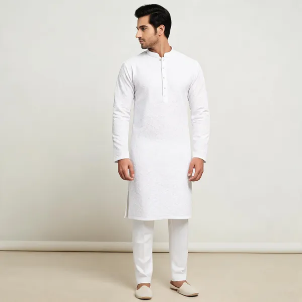 White_Cotton_Straight_Fit_Kurta_Pajama_Set_For_Men