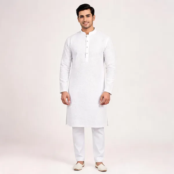 White_Cotton_Straight_Fit_Kurta_Pajama_Set_For_Men
