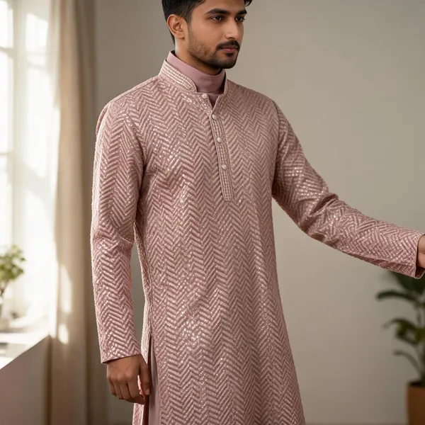 Dusty_Pink_Cotton_Straight_Kurta_For_Men