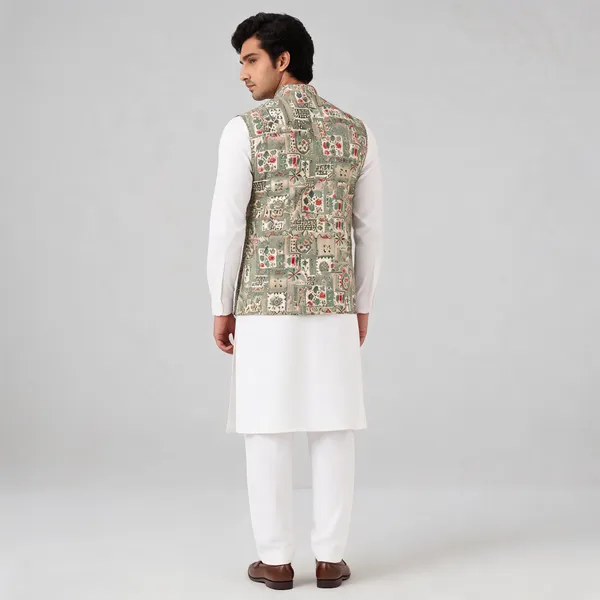 Multicolour_Jacquard_Semi-Silk_Printed_Regular_Fit_Nehru_Jacket_For_Men