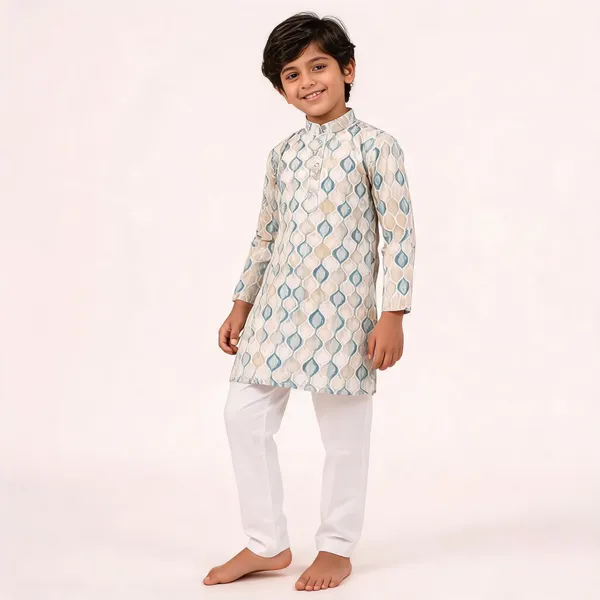Vastraveda_Boys_Casual_Kurta_And_Pyjama_Set_(Beige_Pack_Of_1)