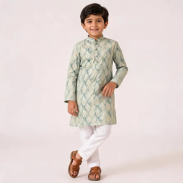 Vastraveda_Boys_Casual_Kurta_And_Pyjama_Set_(Beige_Pack_Of_1)