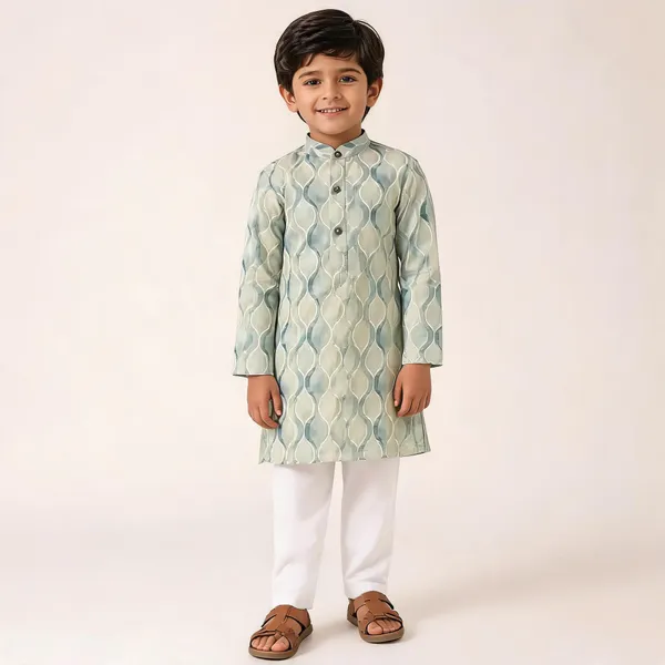 Vastraveda_Boys_Casual_Kurta_And_Pyjama_Set_(Beige_Pack_Of_1)