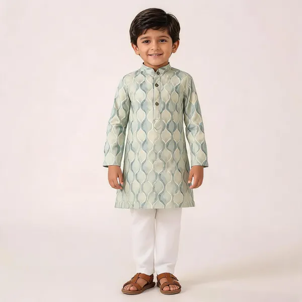 Vastraveda_Boys_Casual_Kurta_And_Pyjama_Set_(Beige_Pack_Of_1)