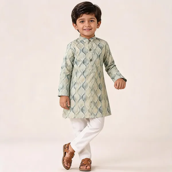 Vastraveda_Boys_Casual_Kurta_And_Pyjama_Set_(Beige_Pack_Of_1)