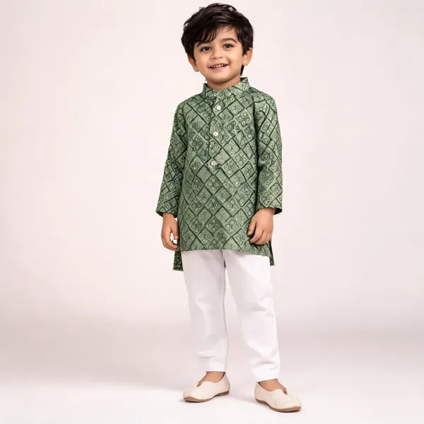 Vastraveda_Boys_Festive_&_Party,_Casual,_Wedding_Kurta_And_Pyjama_Set_(Green_Pack_Of_1)