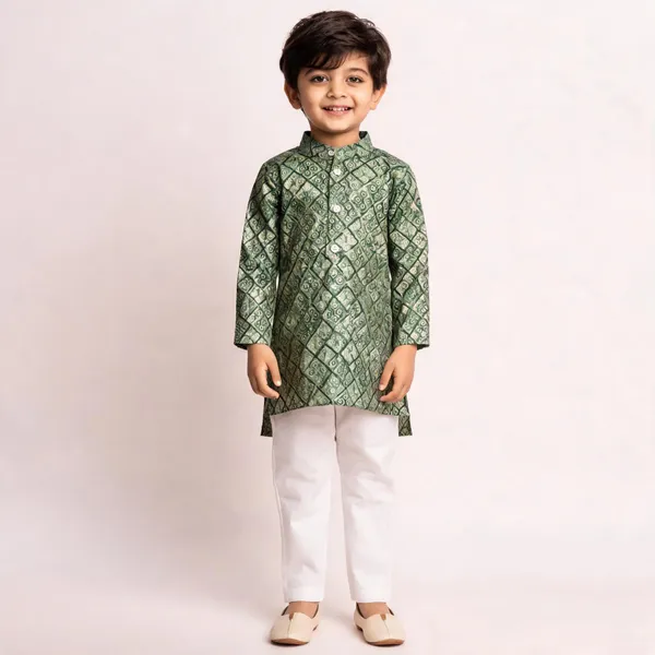Vastraveda_Boys_Festive_&_Party,_Wedding_Kurta_And_Pyjama_Set_(Green_Pack_Of_1)