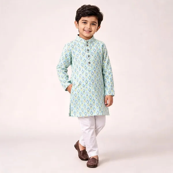 Vastraveda_Boys_Casual_Kurta_And_Pyjama_Set_(Light_Blue_Pack_Of_1)