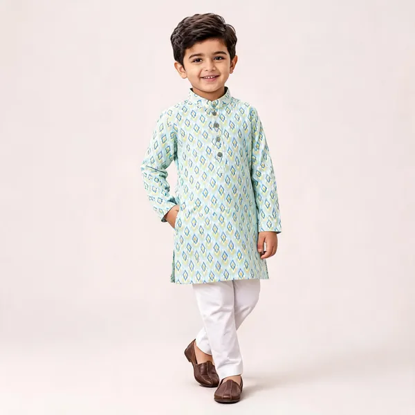 Vastraveda_Boys_Casual_Kurta_And_Pyjama_Set_(Light_Blue_Pack_Of_1)