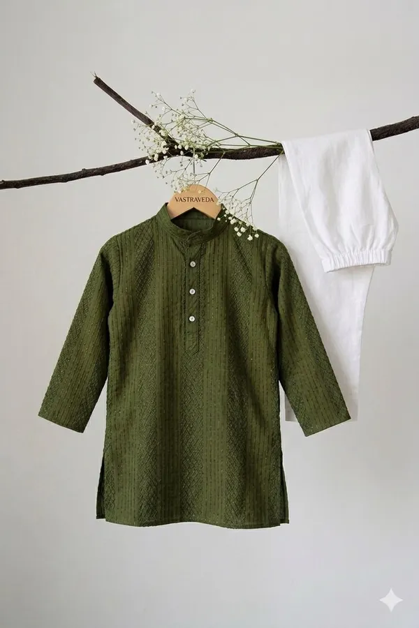 vastraveda_Boys_Festive_&_Party,_Formal,_Wedding,_Casual_Kurta_and_Pyjama_Set_(Green_Pack_of_1)