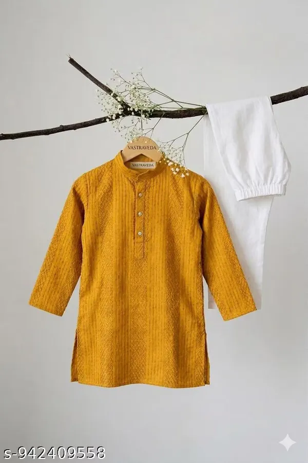 vastraveda_Boys_Festive_&_Party,_Formal,_Wedding,_Casual_Kurta_and_Pyjama_Set_(Yellow_Pack_of_1)