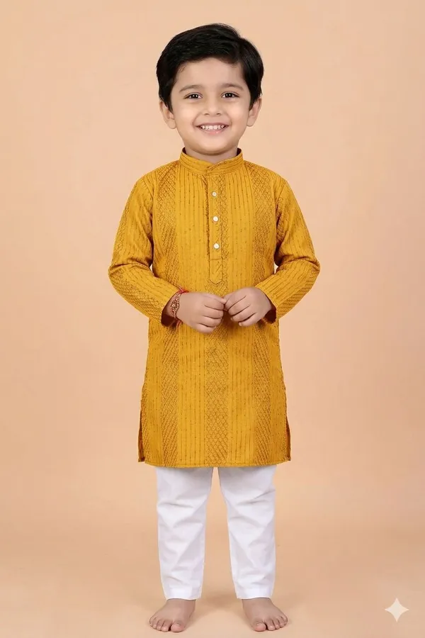 vastraveda_Boys_Festive_&_Party,_Formal,_Wedding,_Casual_Kurta_and_Pyjama_Set_(Yellow_Pack_of_1)