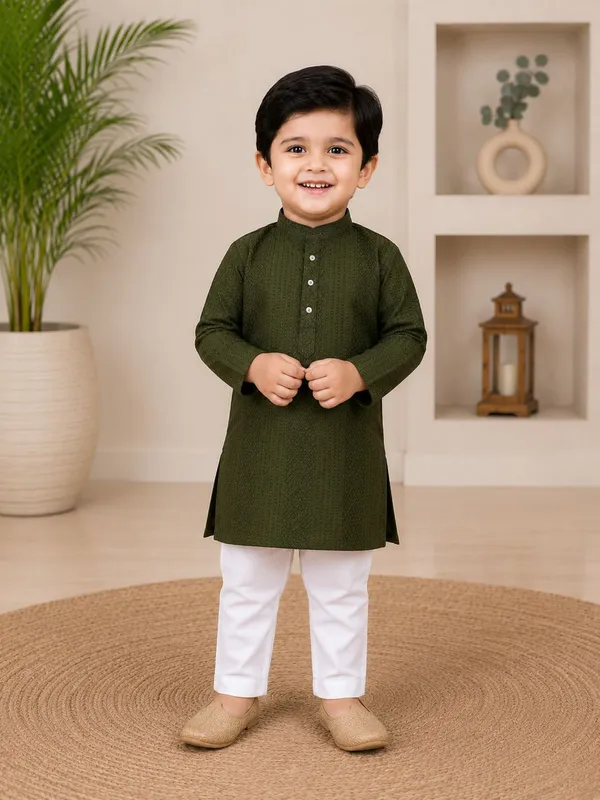 vastraveda_Boys_Casual_Kurta_and_Pyjama_Set_(Dark_Green_Pack_of_1)